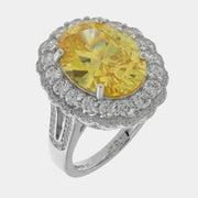 Anello in Argento 925 ovale giallo con zirconi trasparenti