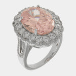 Anello in Argento 925 ovale rosa con zirconi trasparenti SIMEONE - gioiello BySimon