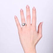 Anello in Argento 925 con doppio cuore graffiato e lucido