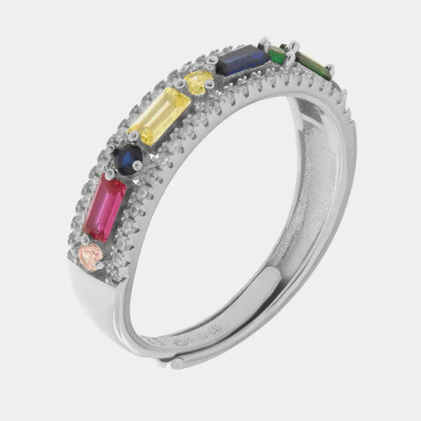 Anello in Argento 925 pavè colorato Collezione Hanoi - BYSIMON gioielli