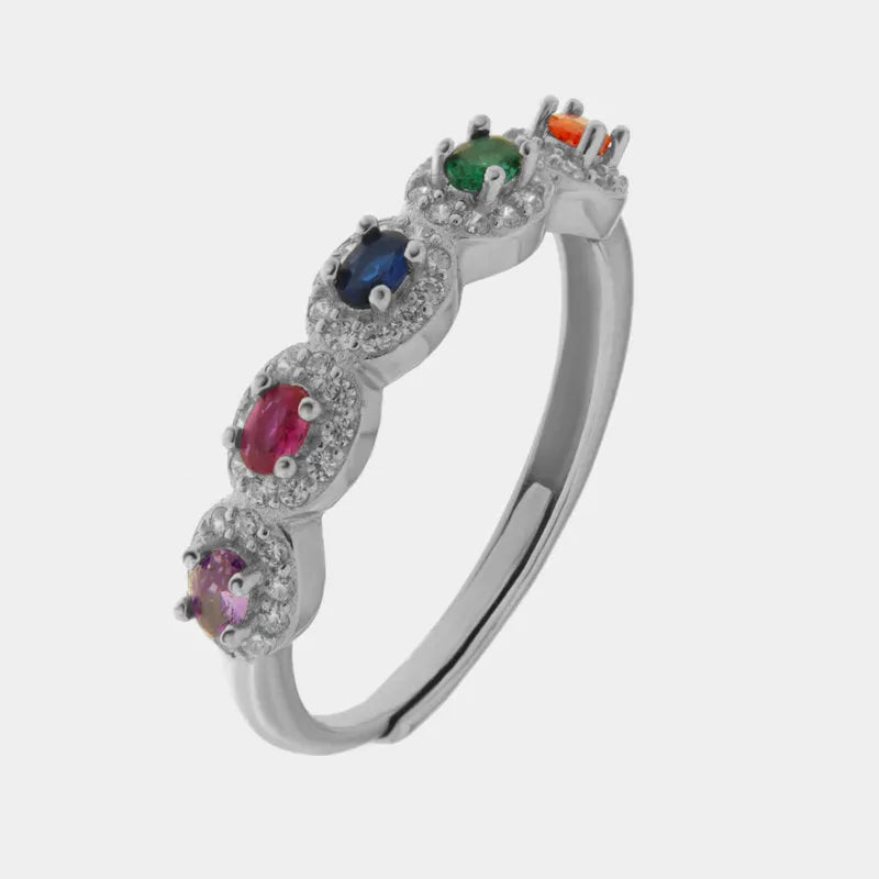 Anello in Argento 925 pavè colorato Collezione Hanoi - BYSIMON gioielli