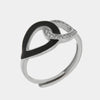 Anello in Argento 925 gocce intrecciate con smalto nero e zirconi
