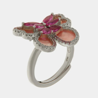 Anello in Argento 925 farfalla rosa - BYSIMON gioielli