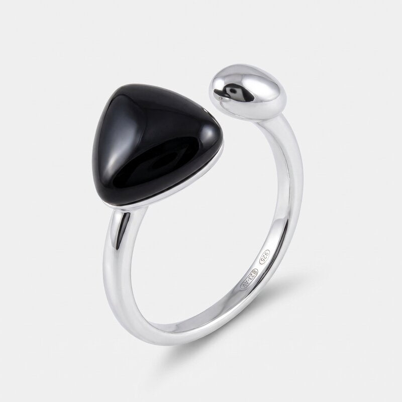 Anello in Argento 925 triangolo nero - BYSIMON gioielli