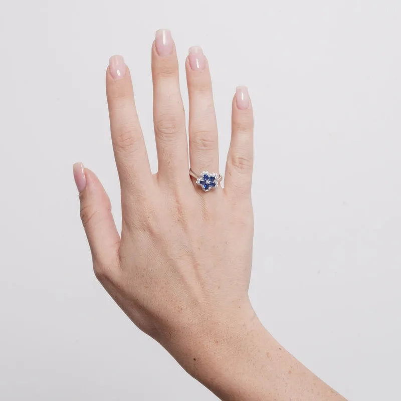 Anello in Argento 925 fiore blu