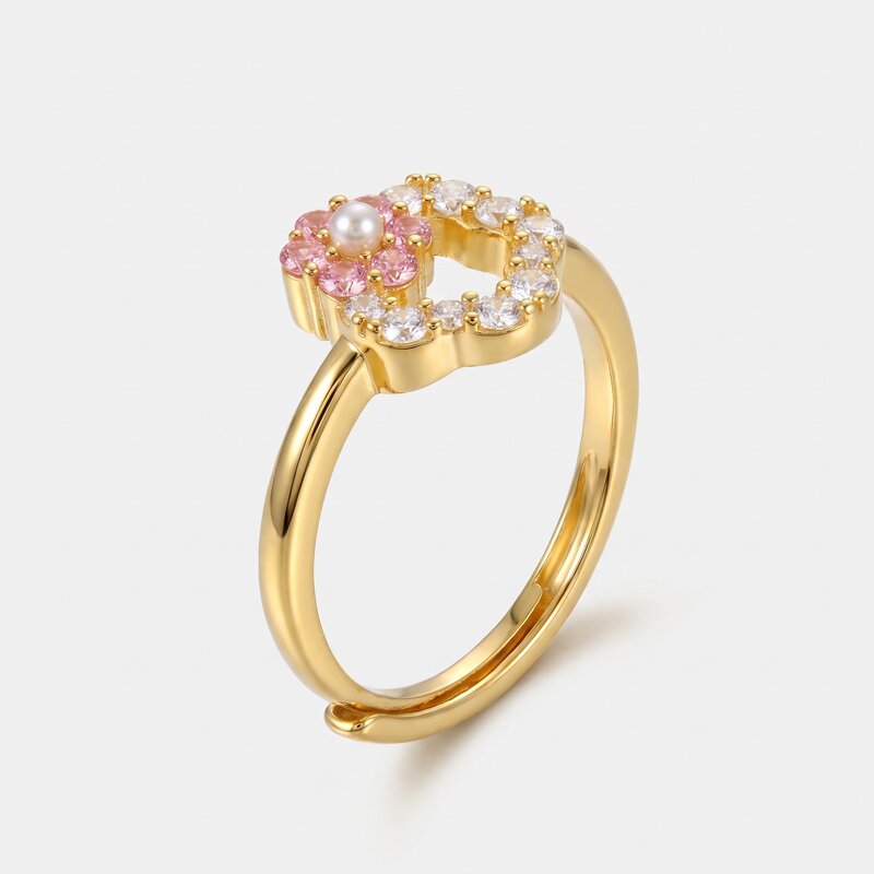 Anello in Argento 925 fiore intrecciato rosa - BYSIMON gioielli