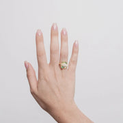 Anello in Argento 925 fiore verde con perle