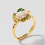 Anello in Argento 925 fiore verde con perle BYSIMON - gioiello BySimon