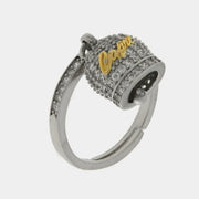 Anello in Argento 925 campanella Capri zirconata con scritta Capri dorata