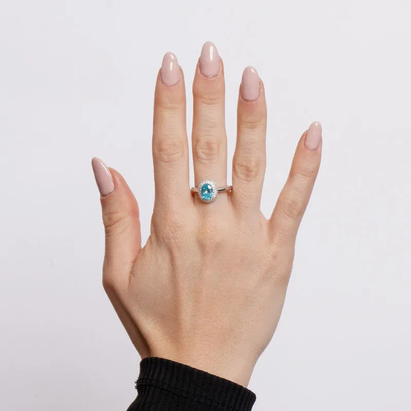 Anello in Argento 925 kate con zircone azzurro