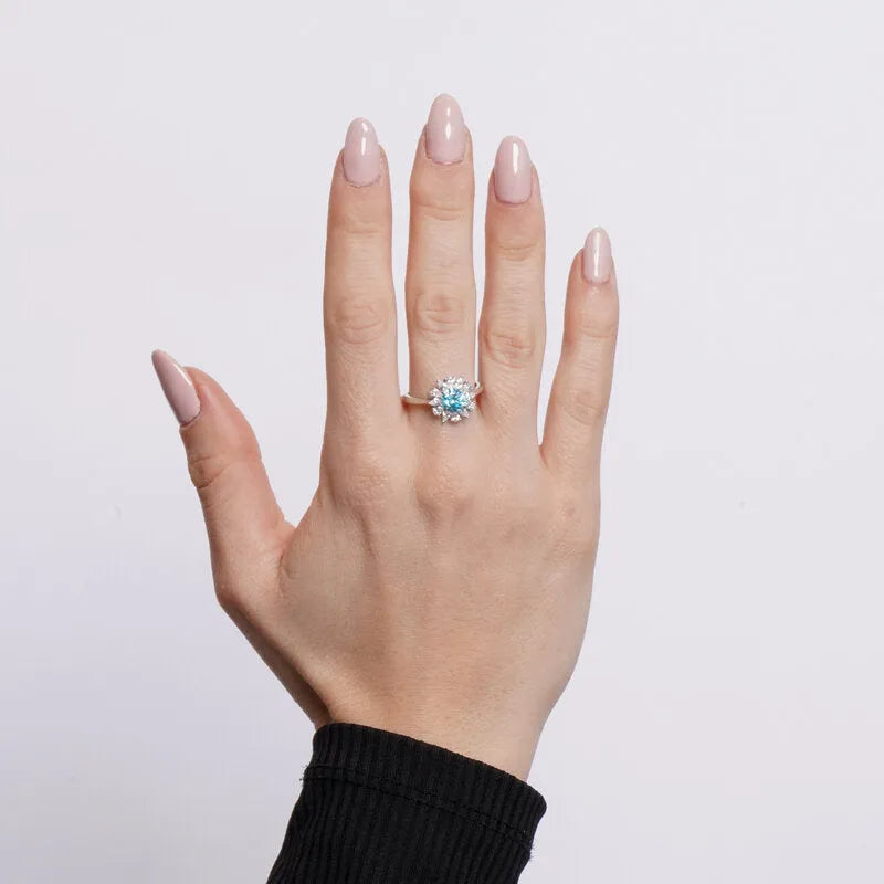 Anello in Argento 925 kate con zircone azzurro