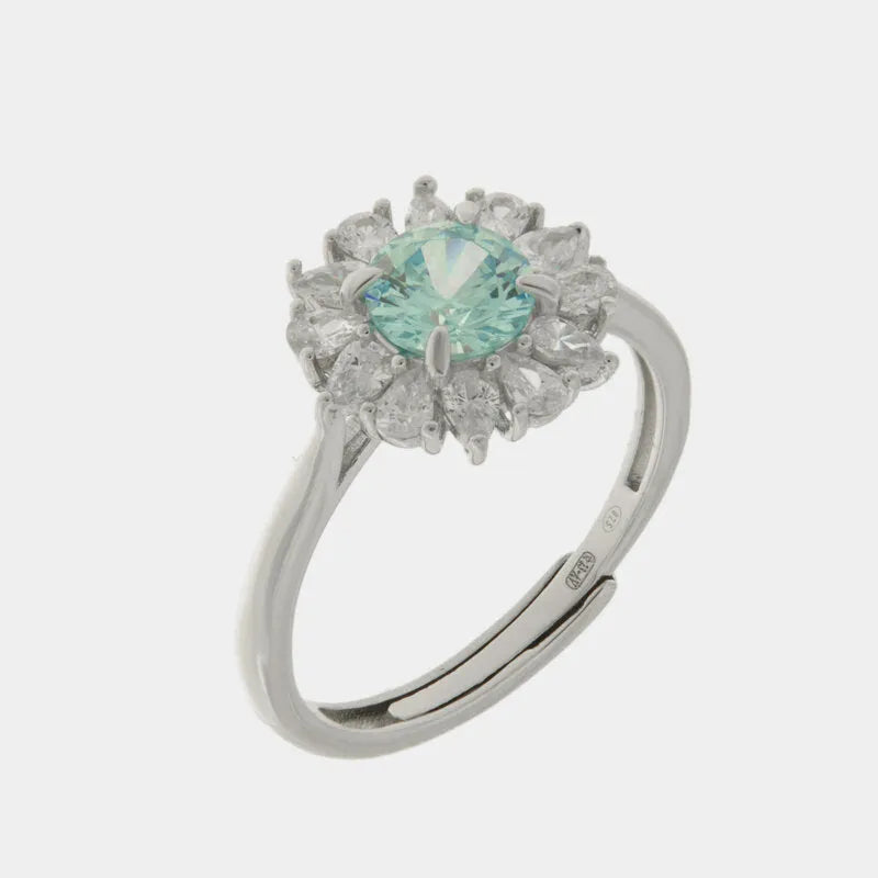 Anello in Argento 925 kate con zircone azzurro