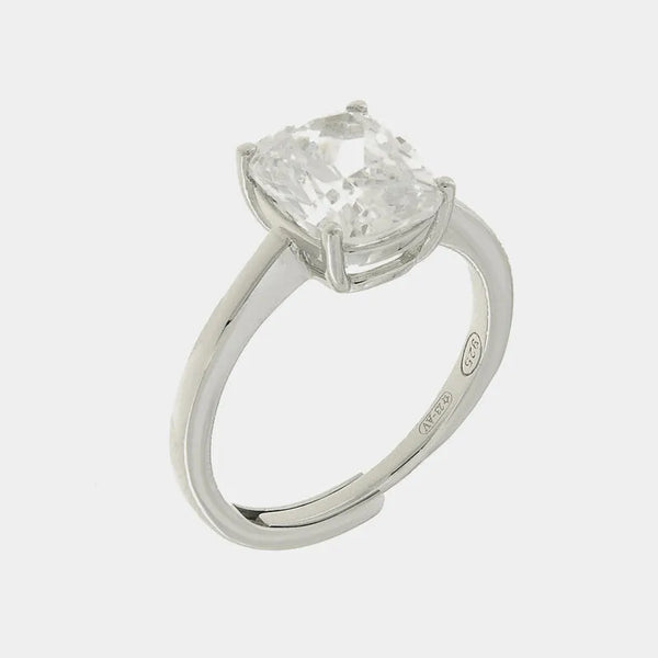 Anello in Argento 925 solitario quadrato - BYSIMON gioielli