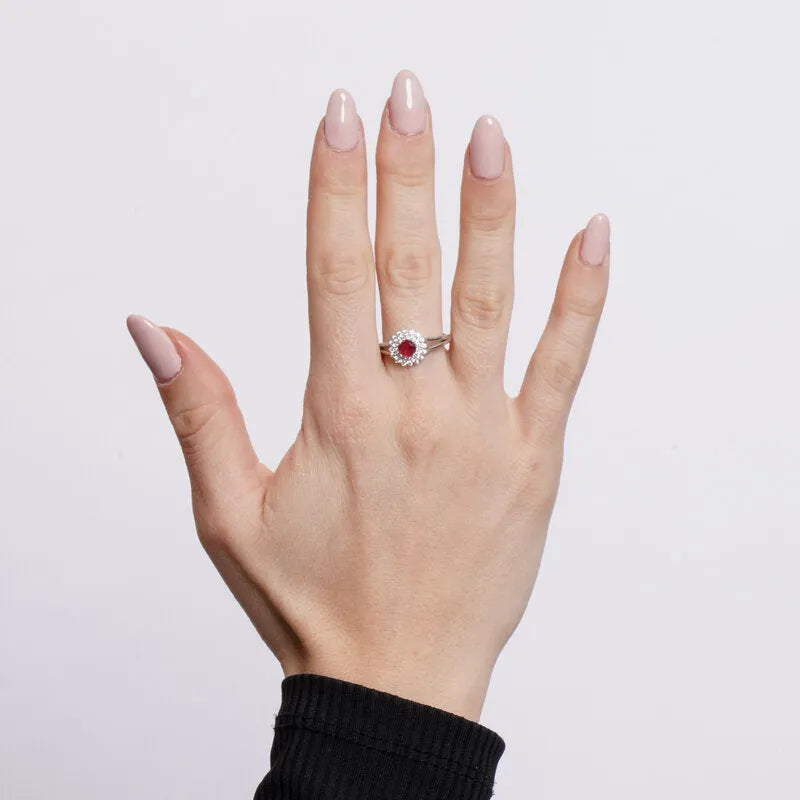 Anello in Argento 925 kate con zircone rosso