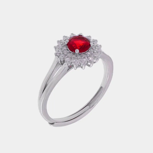 Anello in Argento 925 kate con zircone rosso