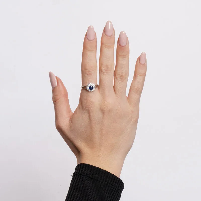 Anello in Argento 925 kate con zircone blu - BYSIMON gioielli