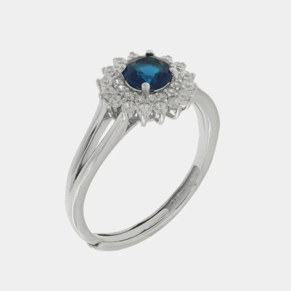 Anello in Argento 925 kate con zircone blu - BYSIMON gioielli