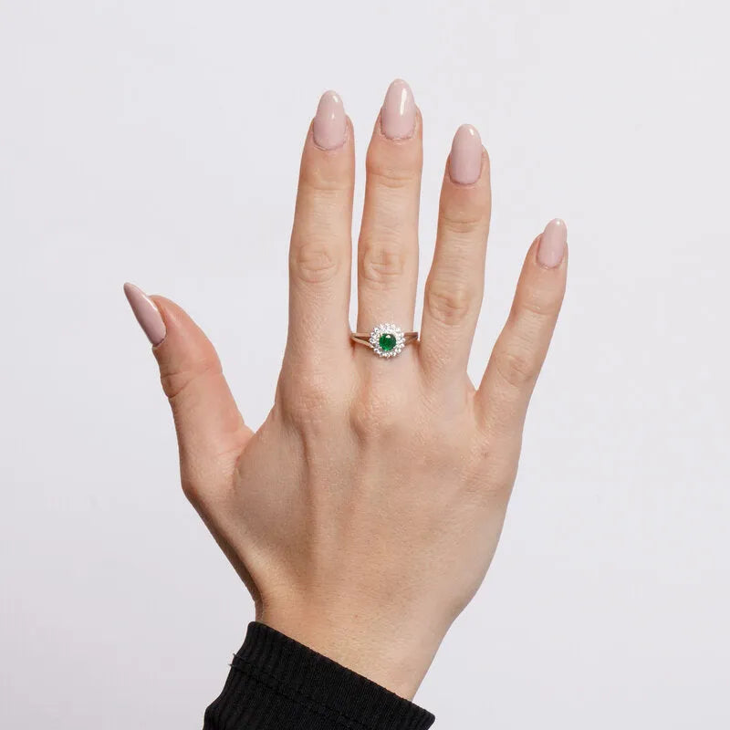 Anello in Argento 925 kate con zircone verde - BYSIMON gioielli