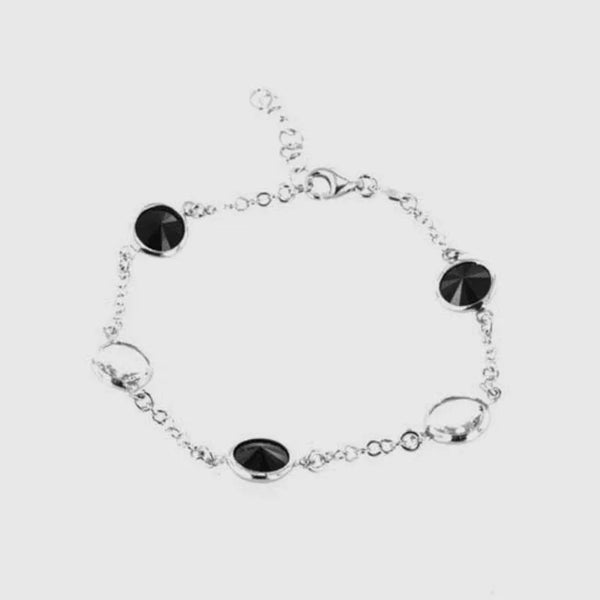 Bracciale in Argento 925 con giro di cristalli neri - BYSIMON gioielli
