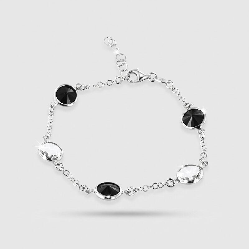 Bracciale in Argento 925 con giro di cristalli neri - BYSIMON gioielli