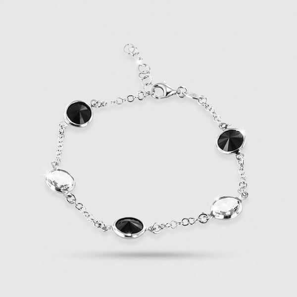 Bracciale in Argento 925 con giro di cristalli neri - BYSIMON gioielli