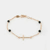 Bracciale in Argento 925 rosario con croce e cristalli neri.