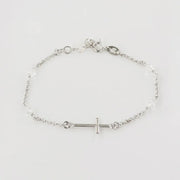 Bracciale in Argento 925 rosario con croce e cristalli bianchi