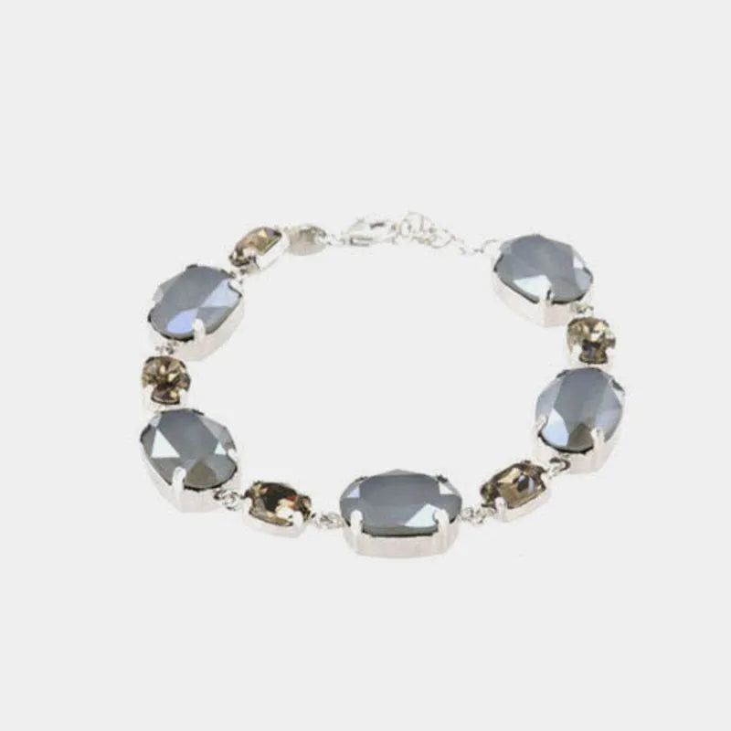 Bracciale in Argento 925 con giro di cristalli ovali bicolore ni colori del grigio