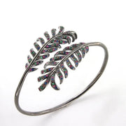 Bracciale in Argento 925  rigido con foglie multicolore