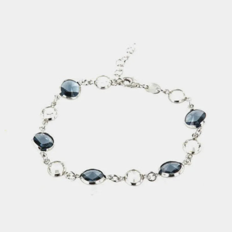 Bracciale in Argento 925 con giro di cristalli grigi e bianchi
