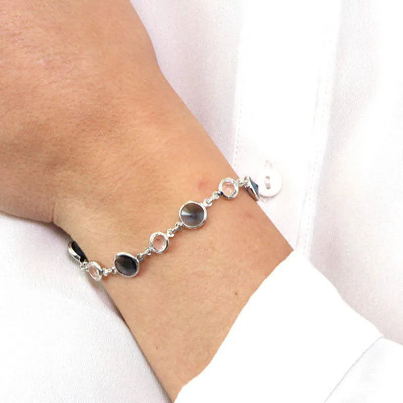 Bracciale in Argento 925 con giro di cristalli grigi e bianchi