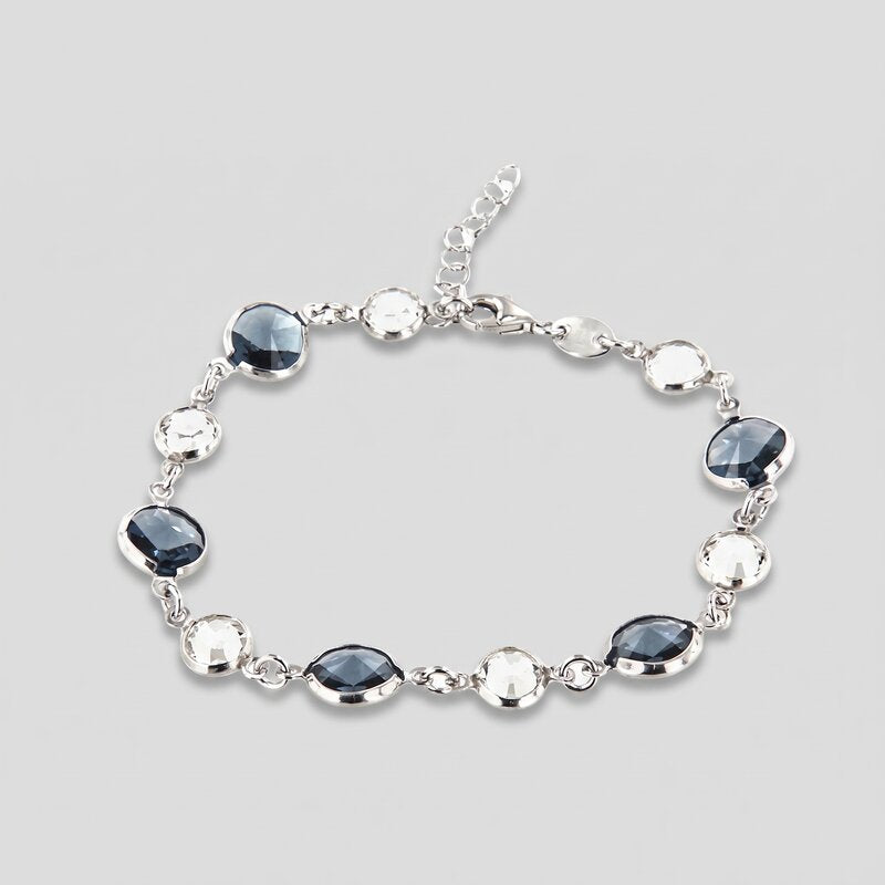 Bracciale in Argento 925 con giro di cristalli grigi e bianchi - BYSIMON gioielli