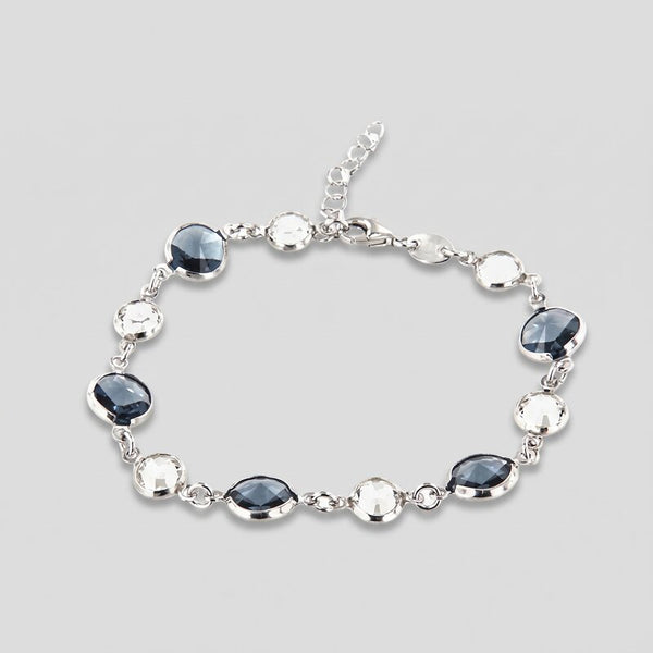 Bracciale in Argento 925 con giro di cristalli grigi e bianchi - BYSIMON gioielli