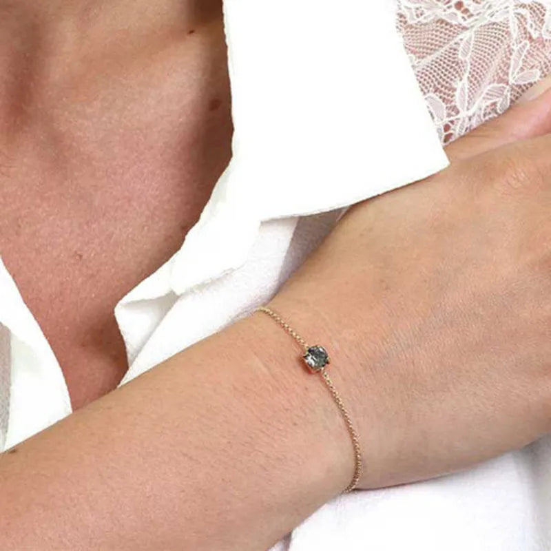 Bracciale in Argento 925 con punto luce grigio centrale - BYSIMON gioielli