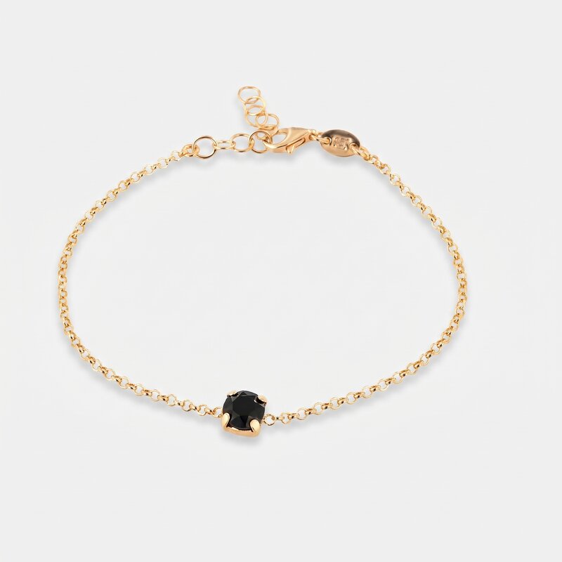 Bracciale in Argento 925 con punto luce centrale nero - BYSIMON gioielli