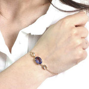 Bracciale in Argento 925 con cristallo ovale centrale e punti luce colorati ai lati