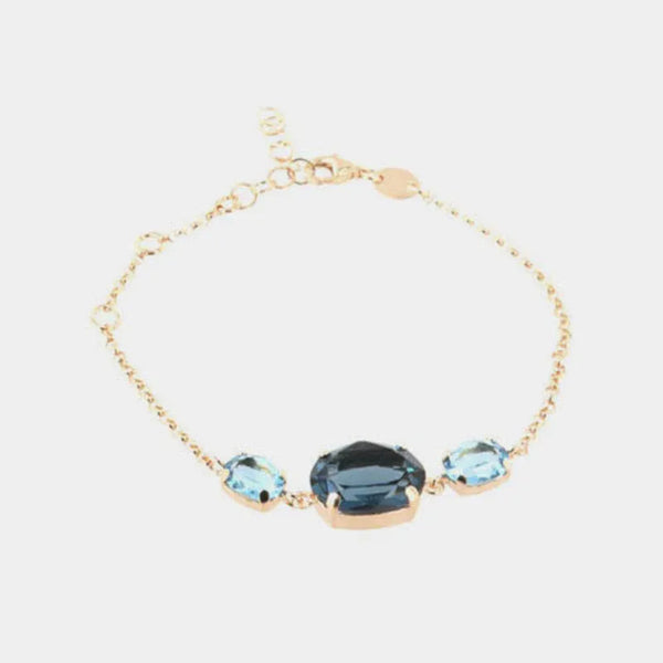 Bracciale in Argento 925 con cristallo ovale centrale e punti luce colorati ai lati - BYSIMON gioielli