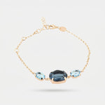 Bracciale in Argento 925 con cristallo ovale centrale e punti luce colorati ai lati - BYSIMON gioielli