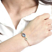 Bracciale in Argento 925 con cristallo ovale centrale e punti luce colorati ai lati