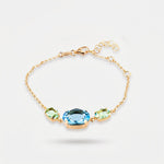 Bracciale in Argento 925 con cristallo ovale centrale e punti luce colorati ai lati - BYSIMON gioielli
