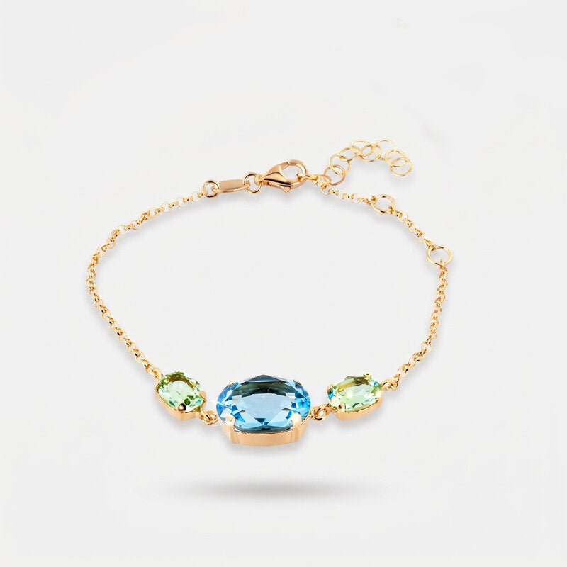 Bracciale in Argento 925 con cristallo ovale centrale e punti luce colorati ai lati - BYSIMON gioielli