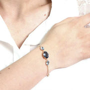 Bracciale in Argento 925 con cristallo ovale centrale e punti luce colorati ai lati