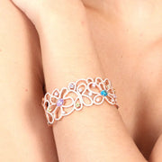 Bracciale in Argento 925 con fiori traforati e zirconi multicolore