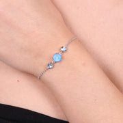Bracciale in Argento 925 con trio di cristalli sulle tonalità dell'azzurro