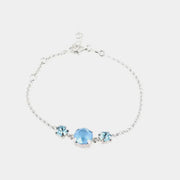 Bracciale in Argento 925 con trio di cristalli sulle tonalità dell'azzurro