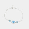 Bracciale in Argento 925 con trio di cristalli sulle tonalità dell'azzurro