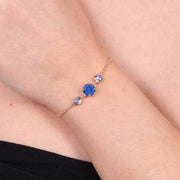 Bracciale in Argento 925 con trio di cristalli sulle tonalità del royal blu