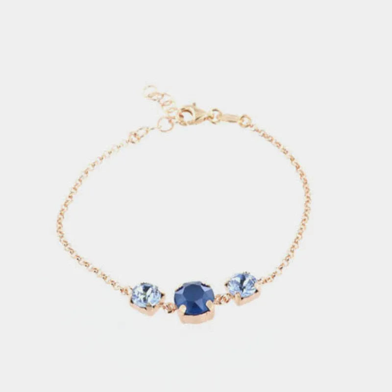 Bracciale in Argento 925 con trio di cristalli sulle tonalità del royal blu