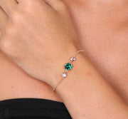 Bracciale in Argento 925 con trio di cristalli bicolore