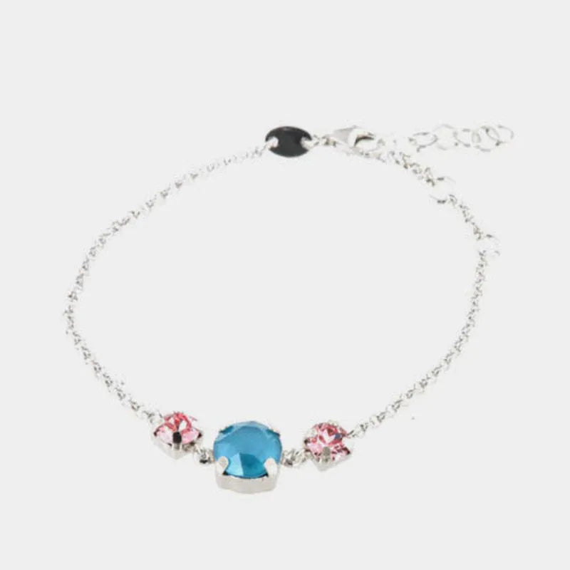 Bracciale in Argento 925 con trio di cristalli bicolore